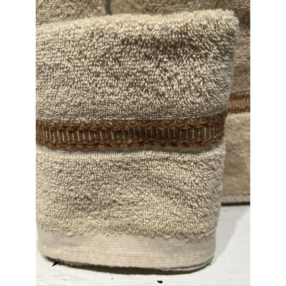 Vtg St Marys fieldcrest Cotton‎ blend Brown Set of 3 Bath Towels & Hand Towel